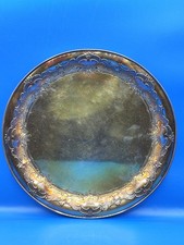 Antico Piatto Vassoio Centrotavola Stile Liberty In Metallo Argentato Inglese 
