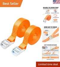 1" x 12 ft Lashing Straps, 2 Pack, 600 lb Break Strength, Orange
