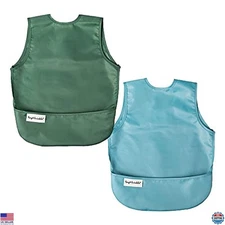 Tiny Twinkle Short Sleeve Apron Bibs for Babies & Toddlers – 2 Pack Waterproof,