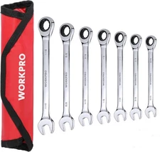 7PCS Ratcheting Combination Wrench Set 72 T Cr-V Constructed Combo Ratchet Wrenc