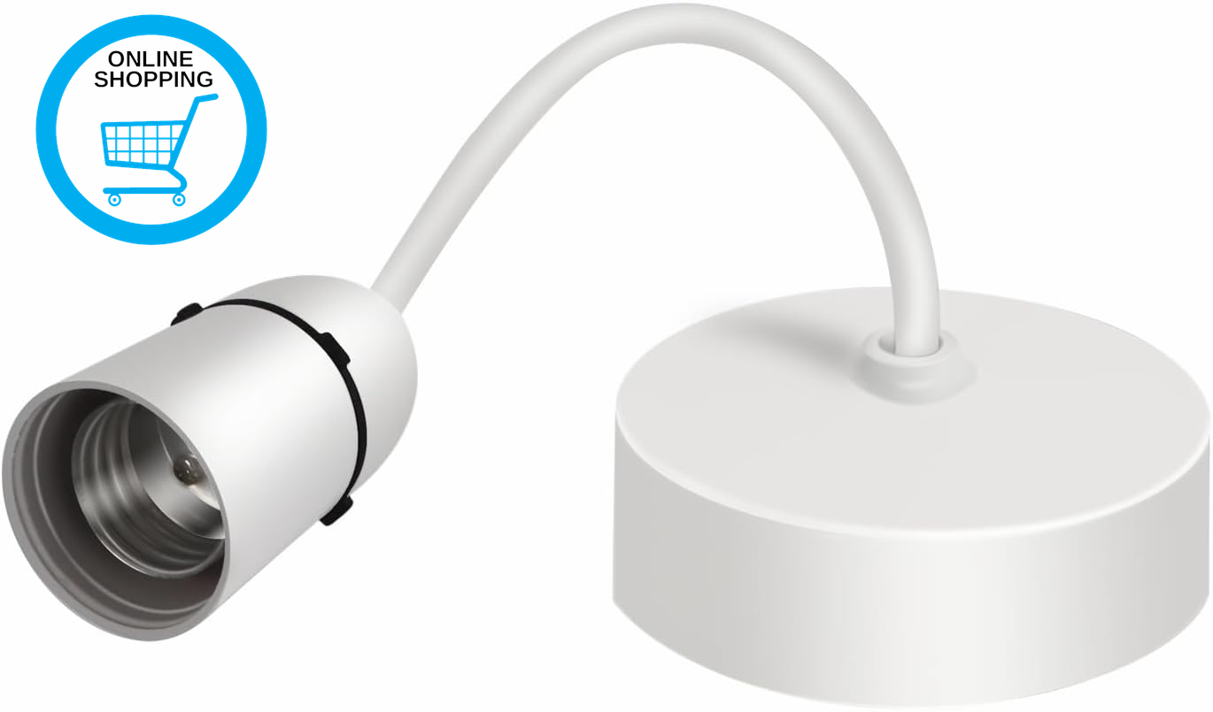 Ceiling Pendant Light Fitting, E27 Lamp Holder, 6”(150Mm), White Plastic Light B