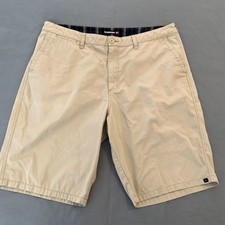 Quiksilver Shorts Mens 38 Khaki Beige Chino Flat Front Summer Casual Classic