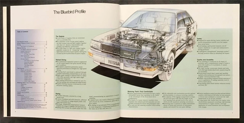 NISSAN BLUEBIRD RANGE LF Car Sales Brochure 1980s - Image 3 of 4