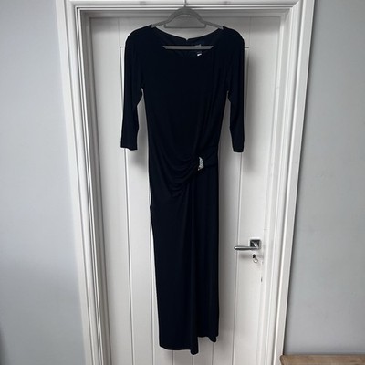 Roberto Cavalli Kleid Damen UK 12 Schwarz Maxi Abend Partykleid Stretch Wickeloptik