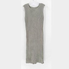 J. Ing Tan Crew Neck Sleeveless Ribbed Knit Casual Midi Tank Dress Size Small