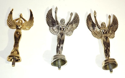 Lot of 3 Winged Goddess of Victory Metal Trophy Toppers 3 Sizes Preowned
