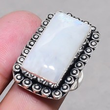 Rainbow Moonstone Gemstone Handmade Fashion Gift Adjustable Jewelry Ring SR 2533