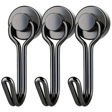 3pcs Heavy Duty Magnetic Hooks Extra Strong Neodymium Hangers Black - NEW