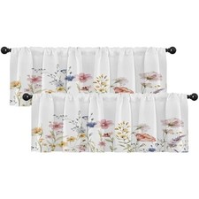 2 Pack Valances Window Treatments, Spring 12"W x 52"L Pack of 2 Flowers