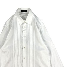 GIANNI VERSACE Pleated Dress Shirt Rose Jacquard Weave Good Condition Used