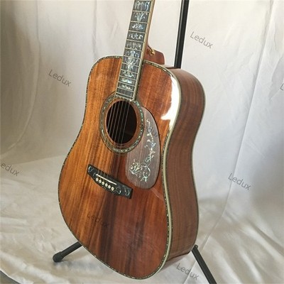 Zuwei Acoustic Electric Guitar Ldeux Koa Body Bone Nut tree of life inlay