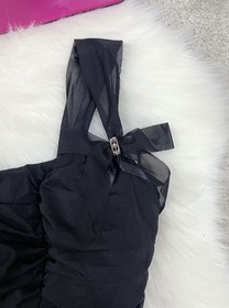 Vintage Y2K Ann Summers Baroque Coquette Mesh Ruched Corset &ndash; Black