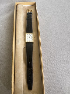 mens Cyma 14K Solid Gold rectangular tank roman numeral white face watch lot