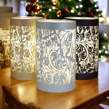 LED Table Lamps Battery Operated Cordless Glass Lights Illuminated Leaf Design