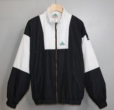 Vintage 90s Adidas Equipment Track Windbreaker Jacket M Black White Colorblock