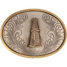 New G Silver Oil Rig Drilling Driller Oilfield Western NOS Vintage Belt Buckle