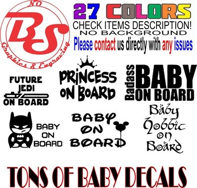 BABY ON BOARD Kid Kids Jedi Vinyl Decal Sticker Window Child Truck Family noBS