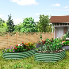 Outsunny 2er-Set Hochbeet aus Stahl, Pflanzbeet Frühbeet Gartenbeet Blumenkasten