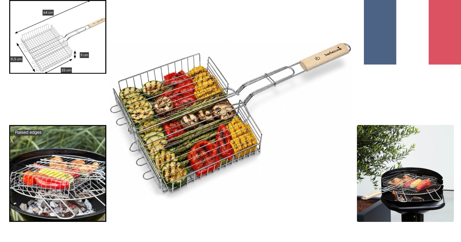 Grille double Barbecook 31,5 x 25 cm pour griller le poisson sans coller
