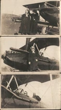 Aircraft Lot of 3 Snapshots: Early Aviator Biplane Original Photograph