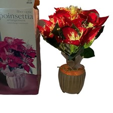 Vintage Holiday Time Fiber Optic Poinsettia Arrangement Light Up Christmas 16  