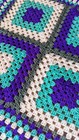 Couverture plaid crochetée à la main laine carrés - fait-main en excellent état