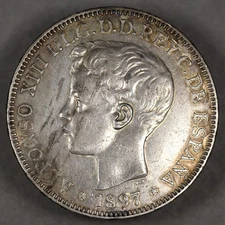 1897 Spanish Philippines Silver Peso