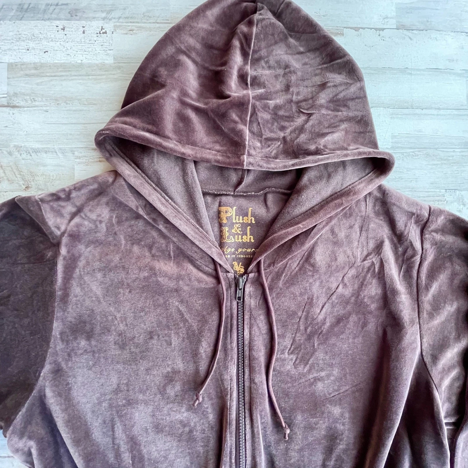 UNDERCOVER Victoria's Secret giacca velluto marrone cappuccio vita regolabile TG XL C101344