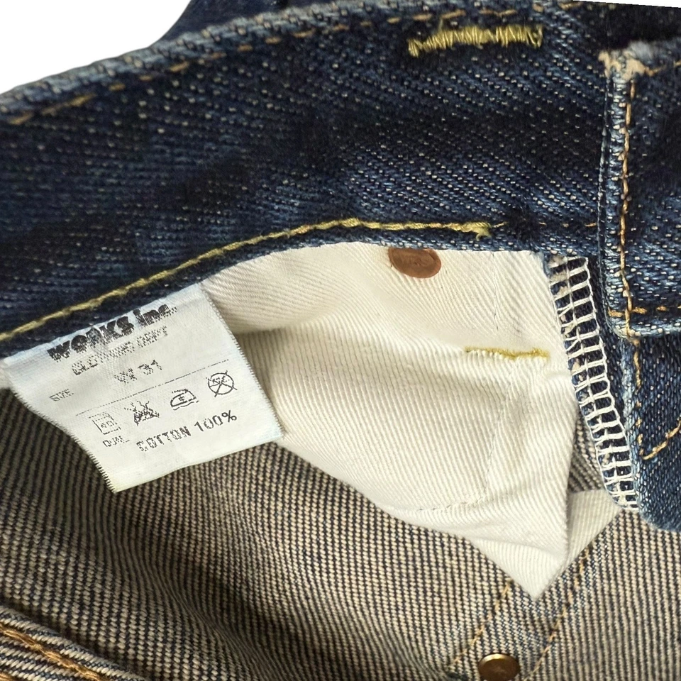 Pantalones de mezclilla con ribete Iron Heart 21 oz para hombre 31 botones mosca 100 % algodón 31x34 Foto 3 de 4