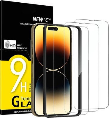 3 Pack of Tempered Glass Screen Protectors for iPhone 14 Pro Max 6.7'' Case Frien
