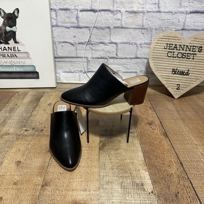 Dv By Dolce Vita Comfort Nero Stacked Block Heeled Mule Shoes Black Size 10 NWT