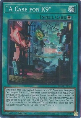 ''A Case for K9'' JUSH-EN040 Justice Hunters 1st Edition Super Rare SR NM Yugioh