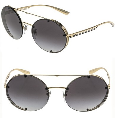 BVLGARI BV6127 6127 B.ZERO1 Gold Black Metal Oval Blinker Industrial Sunglasses