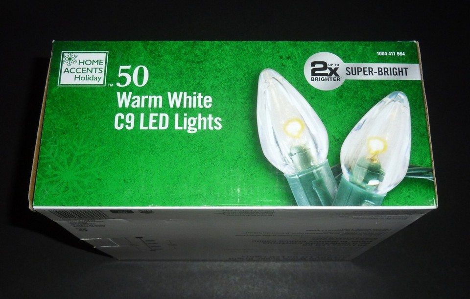 Home Accents Holiday 50 Warm White C9 LED Lights STEADY LIT SuperBright