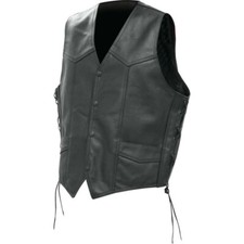 Mens Black Leather Concealed Carry Weapon CCW Vest w Lace Up Sides and Holster