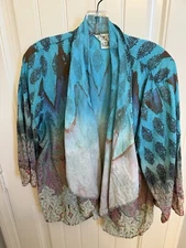 Citron Santa Monica Jacket Topper Size 2x Open Cardigan Artsy Silk