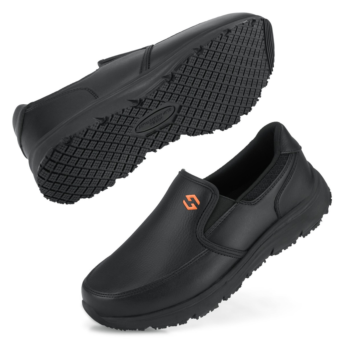 HISEA Men's Non-Slip Shoes Slip-On Chef Shoes Water Resistant Kitchen Work  Shoes