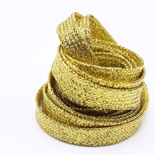 Lacci stringhe piatti lurex oro o argento lunghi 120 cm alti 1 cm -  Tomaselli Merceria