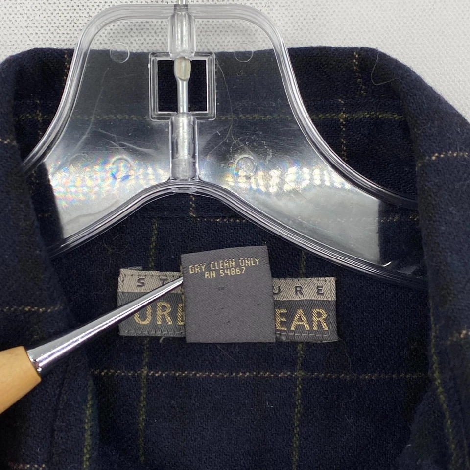 Vintage Structure Urban Wear Mens Wool Blend Shirt Size Small Black Blue 90s - Image 4 of 4