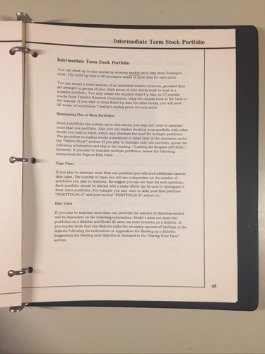 Vintage 1981 TRS-80 Trendex Stock Market Trend Analysis Software Binder w/Tapes - Picture 10 of 12