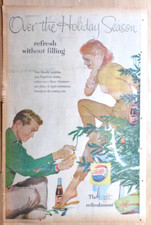 1956 full page newspaper ad for Pepsi-Cola - Over the Holiday Season, Christmas