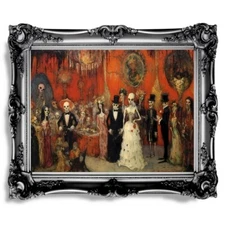 Monster Wedding Gothic Wall Art Dark Gothic Halloween Artwork Moody Painting Wit