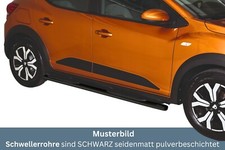 Schwellerrohre SCHWARZ oval mit Tritt für Dacia Sandero Stepway 2021- Edelstahl 