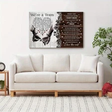 Wooden Framed Canvas Wall Art We Are A Team When I Say I Love You Couple Gifts