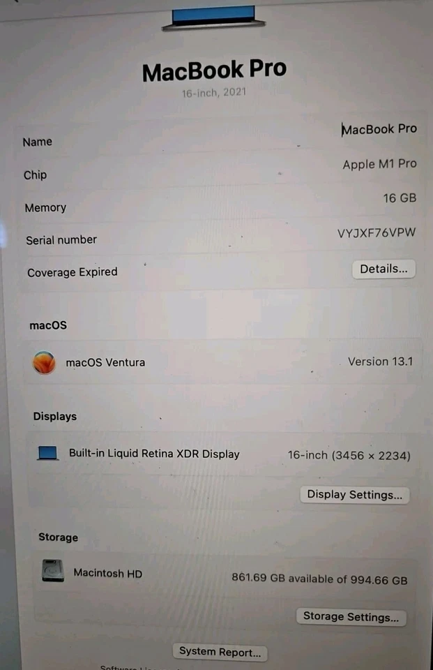 Apple MacBook Pro 16" M1 Max · 16GB · 1TB, photo 2 of 5