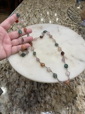 Vintage Wire Wrapped Caged Gemstones Necklace,Rose Quartz, Amethyst More