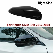 Black Car Right Side Mirror Cap Cover Replacement For 2016-2020 Honda Civic 10th
