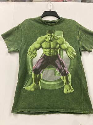 Incredible Hulk Avengers Age of Ultron Green Graphic T-Shirt Men's Size Medium D