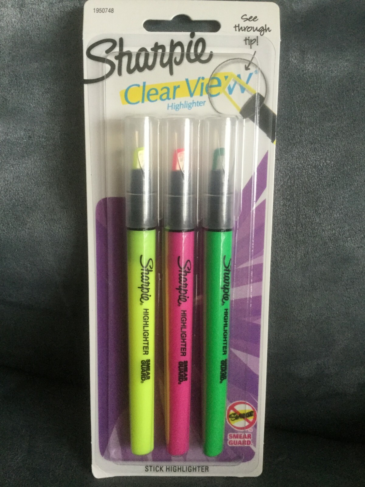 Sharpie Clear View Stick Highlighters 3 Pack with See-Through Tip #1950748 - Brand New-image