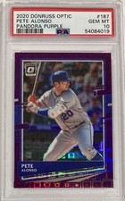 2020 Donruss Optic #187 Pete Alonso PANDORA PRIZM PURPLE PSA 10 GEM MINT